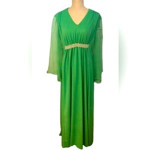 COPY - COPY - Vintage gown maxi dress from 1970 EUC XL Kelly green